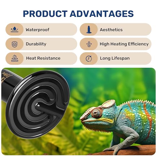 YSSOA 150W Reptile Heat Lamp, Ceramic No Light Emitting Heat Bulbs, Suitable for Snake/Lizard/Spider, Incubating Chicken and Plant Growth, 2 Pack