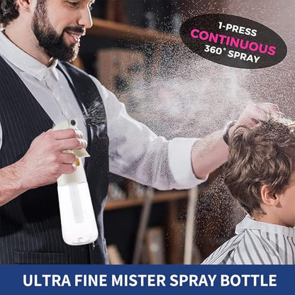 TANSHINE Continuous Spray Bottle for Hair,Ultra Fine Mist Water Hair Spray Bottles,Mister Spray Bottle,Refillable Plastic Sprayer for Hairstyling,Cleaning,Alcohol,Plants, Salons,6.8oz/200ml,Beige - color: Beige