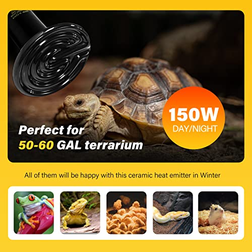 Simple Deluxe 150W Reptile Heat Lamp Bulb Ceramic Heat Emitter No Light Emitting Brooder Coop Heater for Amphibian Pet & Incubating Chicken, 4 Pack Black - size: 150 Watts, style: 4 Pcs