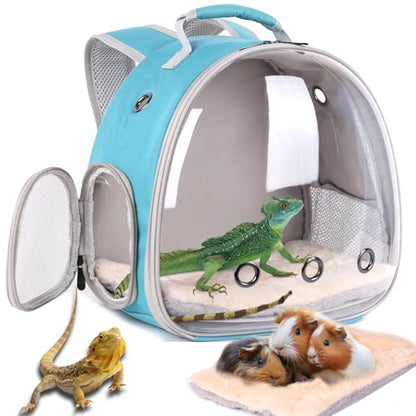 Guinea Pig Carrier Backpack with Soft Warm Mat Set,Lizard Backpack Carrier,Space Capsule Clear Bubble Window Astronaut Reptile Carrier Backpack for Bearded Dragon,Sugar Glider,Bunny - color: Green