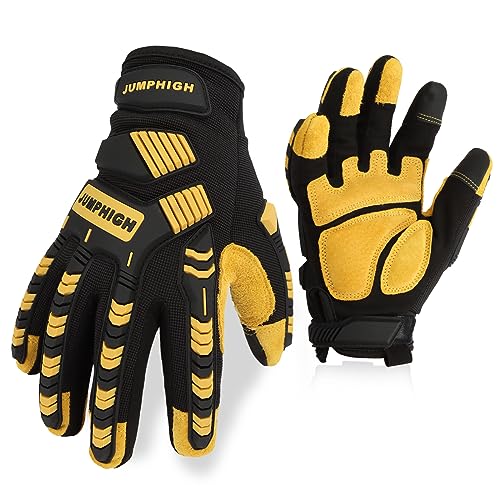Work Gloves for Men, Heavy Ducty TPR Protector Impact Gloves, Anti Vibration, Abrasion Resistance, Flex Grip, Touch Screen (M) - color: Tpr, size: Medium