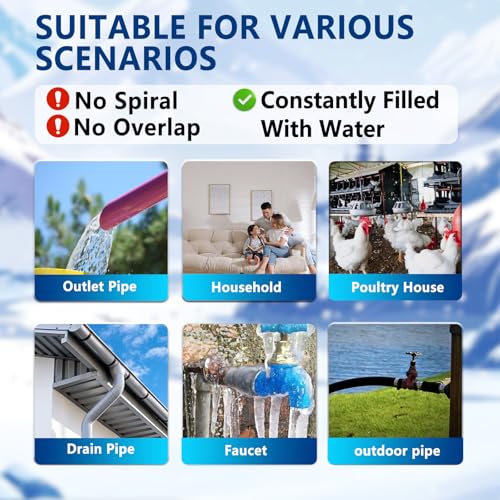3ft 7w/ft Constant Wattage Pipe Heat Cable - CSA/ETL Certified, Energy-Saving for Metal & Water-Filled Plastic Pipes, Keeps Water Flowing at -40°F, 120V - style: 3 Feet