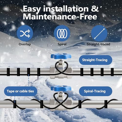 3FT（3FT-200FT） Pipe Heating Cable for Pipe Freeze Protection, Heat Cable for Water Pipes(Metal and Plastic), Pipe Heat Tape Keeps Water Flowing at -40°F 5w/ft, 120V Plumbing fixture - size: 3FT