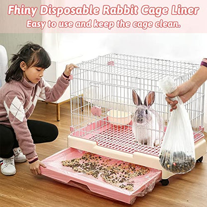 Fhiny 27.5'' x 19.7'' Disposable Guinea Pig Cage Liner, 50 PCS Plastic Rabbit Tray Liner Leak Proof Small Animal Litter Pan Bags Universal Hamster Cage Toilet Film for Bunny Chinchilla Hedgehog Bird - size: 27.5'' x 19.7''