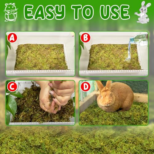 Halatool 12QT Small Animals Bedding & Nesting Material, Forest Moss for Odor Control Rabbits Squirrels Hamsters Guinea Pigs, Soft & Safe for Small Animals Cages Terrariums Reptiles Plants - size: 8oz/12qt
