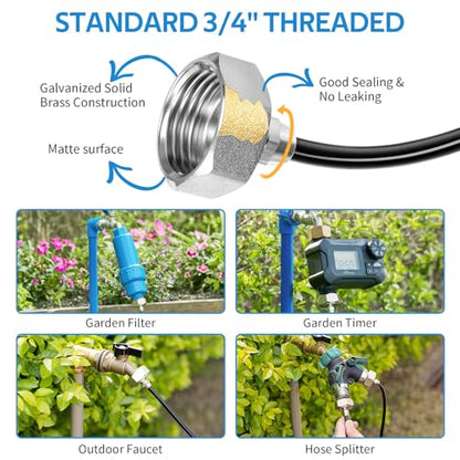 HOMENOTE Misting Cooling System, 26FT (8M) Misting Line + 7 Brass Mist Nozzles + Brass Adapter(3/4") Outdoor Mister for Patio Backyard Garden Greenhouse - size: 26FT / 8M