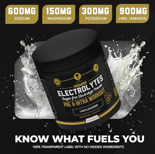 MMA Nutrition HRDWRK - 100 Servings Keto Electrolytes Powder Hydration Sugar Free - Electrolyte Powder to Boost Endurance & Reduce Fatigue with Electrolytes Supplement - Maximum Hydration Powder - style: Unflavored