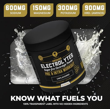 MMA Nutrition HRDWRK - 100 Servings Keto Electrolytes Powder Hydration Sugar Free - Electrolyte Powder to Boost Endurance & Reduce Fatigue with Electrolytes Supplement - Maximum Hydration Powder - style: Unflavored