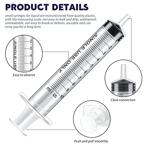 Xuhal 200 Pcs 10 ml/cc Plastic Liquid Measuring Syringes No Needle Clear Small Syringes for Oral, Scientific Labs Measuring Liquids, Feeding Pets, Epoxy Resin, Watering Plants, Oil or Glue Applicator