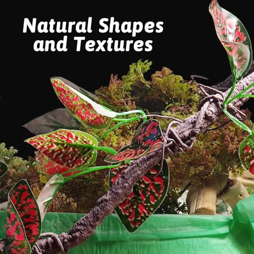 VCEPJH Loose Coconut Fiber Substrate 2 Pack Natural Coco Coir Reptile Bedding and Reptile Climbing Branch Decor 2 Pcs Bendable Jungle Vine for Gecko Bearded Dragons, Snake,Frogs