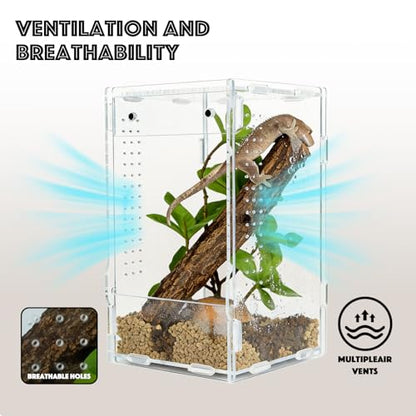 5x5x8 Reptile Tank – Acrylic Reptile Enclosure Terrarium for Crested Gecko, Lizards, Spiders & Snakes – Clear Lizard Habitat Terrarium - size: 5"5"8"