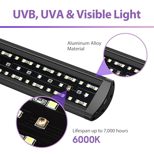 12W LED UVB Light for Reptiles, Full Spectrum Lighting with Dimming Controller, UVB Light Bar for Bearded Dragons, Snakes, Turtles, Gecko - size: 16 INCH