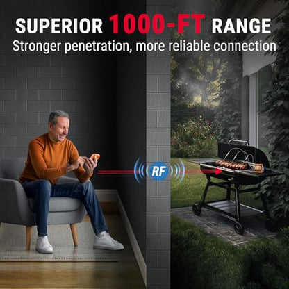 TempPro TP829 1000ft Wireless Meat Thermometer Digital for Grilling and Smoking, 4 Meat Probes Grill Thermometer for Outside Grill, Thermometer Cooking Gift for Dad Him Husband (Previously ThermoPro) - size: Four Probes