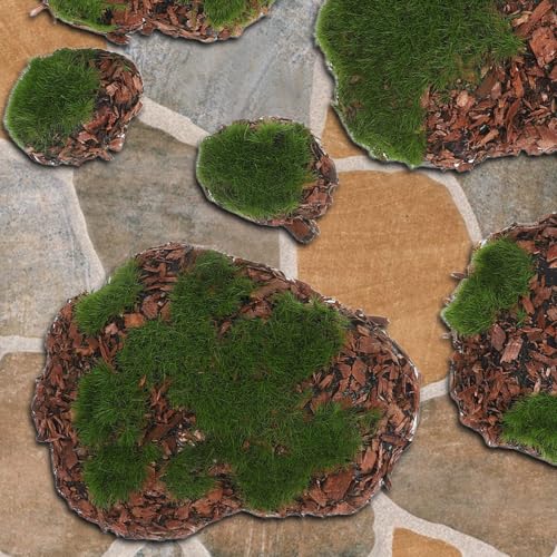 Hemoton 6pcs DIY Garden Decor Lifelike Moss Rock Fake Mossy Blocks for Floral Arrangements Miniature Landscape Accessories