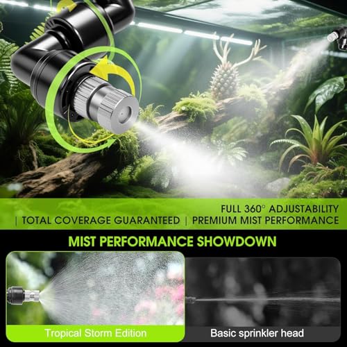 Automatic Reptile Mister Timer 360 Nozzle Terrarium Misting System (Black)