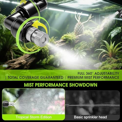 Automatic Reptile Mister Timer 360 Nozzle Terrarium Misting System (Black)
