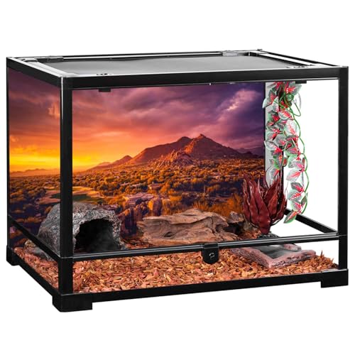 AWERT 36x18 inches Sun and Desert Terrarium Background Mountain Oasis Gobi Reptile Habitat Background Polyester Fish Tank Background - size: 36x18in/90x45cm