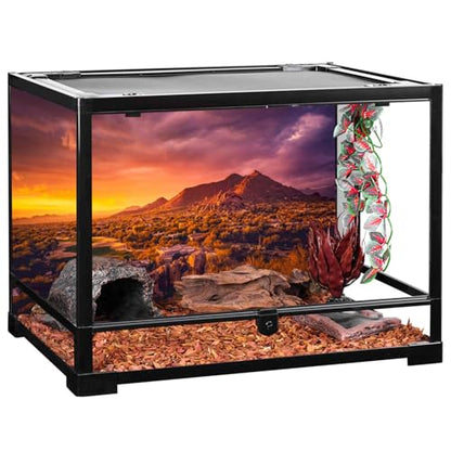 AWERT 60x24 inches Sun and Desert Terrarium Background Mountain Oasis Gobi Reptile Habitat Background Vinyl - size: 60x24in/150x60cm