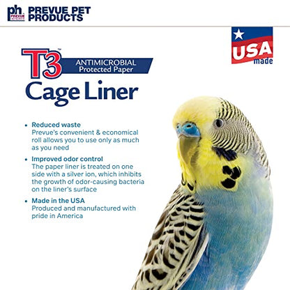Prevue Pet Products T3 Cage Liner - Bird Cage Accessories, 100 ft Odor Absorbent Protection, Universal Liner for All Birds, Fits Small, Medium, and Large Enclosures, Simplifies Cleaning - Large Size