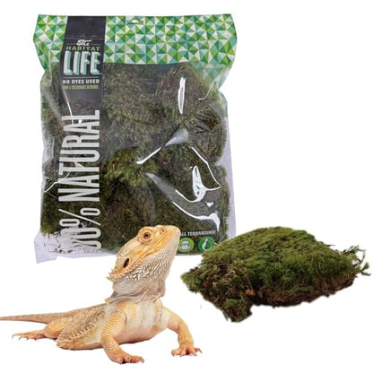 The Habitat Life - Natural Mood Moss - for Reptiles, Amphibians & Invertebrates Terrariums - Moisture-Retaining - Humidity Control - Soft Bedding - Dye-Free & Safe - Medium - 1 Pack - size: Medium, style: Mood Moss