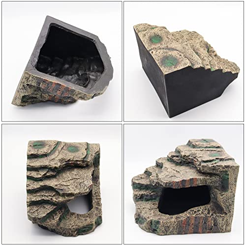 Turtle Basking Platform Habitat Hiding Cave Reptile Habitat Climbing Resin Fish Tank Aquarium Ornament for Lizards, Frogs, Snakes,Chameleon