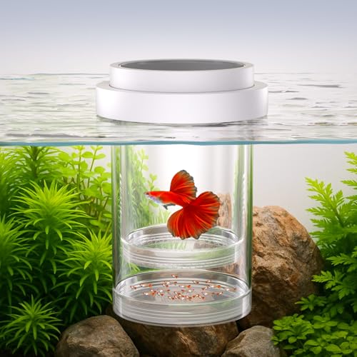 Floating Breeder Box for Fish Tank - Aquarium Isolation Separator Hatchery Incubator for Guppy, Betta, Clownfish, Coral, Baby & Injured Fish - size: Large