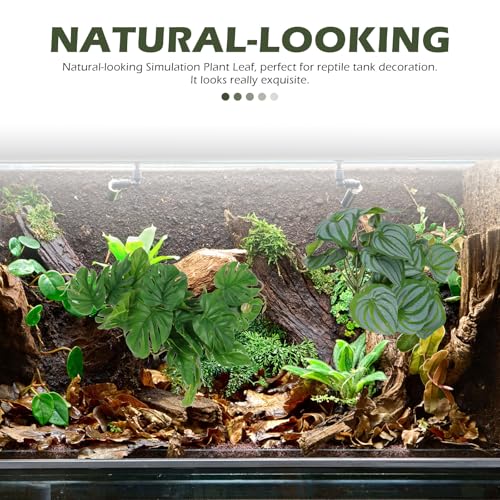 DOITOOL 2pcs Artificial Reptile Plants for Terrarium Habitat Decor with Suction Cup, Lifelike Simulation Plant Ornaments, 46 Leaves Including Watermelon and Monstera Styles for Reptile