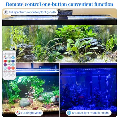 Full Spectrum Aquarium Light：Fish Tank Light with APP & Remote Control for Plants Growth - Fish Lamp for Live Fishes Aquatic Pet Lovers - 24-31 Inch Freshwater Saltwater Aquarium Decor - size: 24-31inch