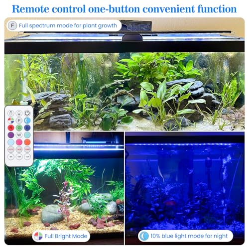Full Spectrum Aquarium Light：Fish Tank Light with APP & Remote Control for Live Fishes Aquatic Pet Lovers - Timer Fish Tank Lights for 18-24 Inch Freshwater Saltwater Aquarium - size: 18-24inch