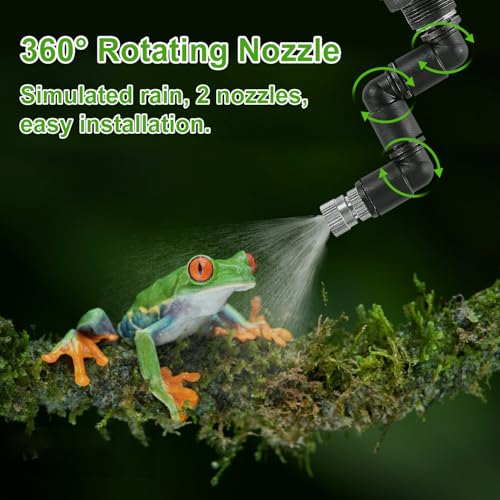 Reptile Mister System, Reptile Humidifier with LCD Screen, Mister for Reptile Tank with 2 Nozzles, Used for Chameleons, Reptiles, Tree Frogs, Snakes