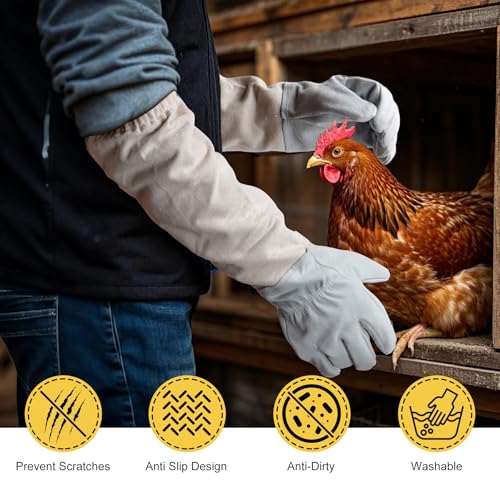 2 Pack Chicken Handling Gloves,Washable and Tight Cuff Design,Prevent Scratching and Dirt,Bite Proof Gloves for Chicken,Cat,Dog,etc