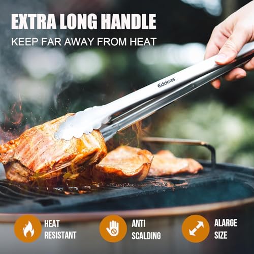 Grill Tongs, 600 Degrees Heat Resistant 17 Inch Extra Long BBQ Tongs, All Metal Kitchen tongs, Heavy Duty Stainless Steel Locking Tongs for Cooking, Grilling, Barbecue/BBQ, Buffet, 2 Pack - color: All Metal 2Pcs, size: 17 inch