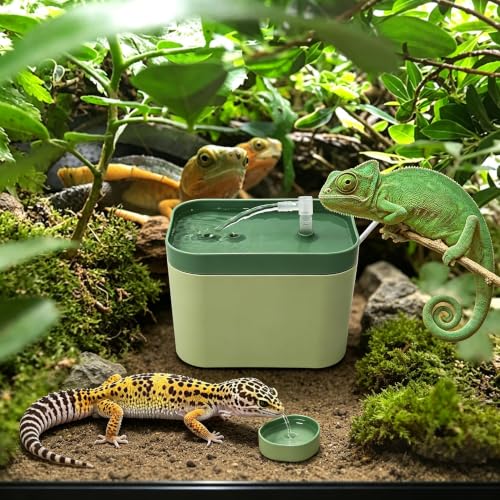 2026 New Reptile Water Bowl with Filtration System, Drinking Fountain, Bearded Dragon Tank Accessories, Reptile Habitat Waterfall for Bearded Dragon, Leopard Gecko, Chameleon, Snake