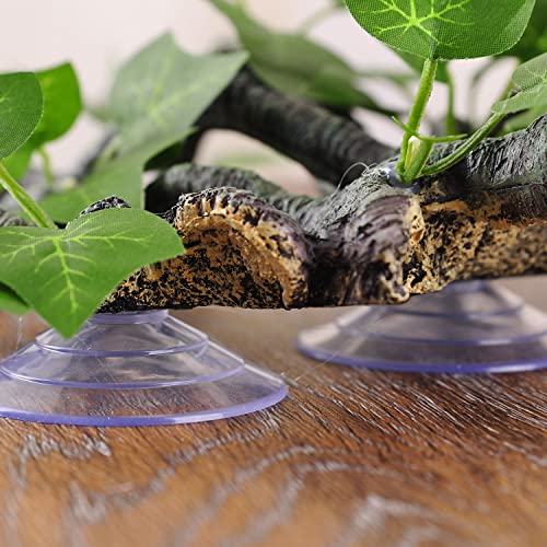 IBWell Resin Reptile Corner Branch with Rock, Amphibian Lizard Snake Climbing Ornament, Lifelike Terrarium Plant Decoration with Suction Cup - style: vines