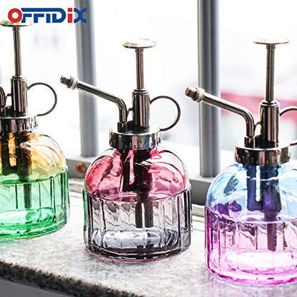 OFFIDIX Plant Mister Glass Spray Bottle, Glass Mister Indoor Plant Mister with Bronze Plastic Top Pump Glass Small Watering Can One Hand for Flower Plants - color: D-Wine Red Gray Gradient