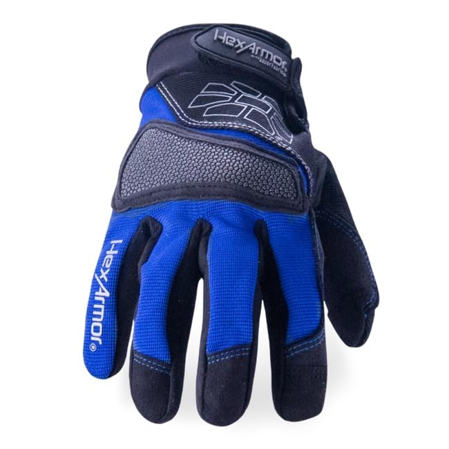 Hexarmor Cut Resistant Gloves, Blue/Black, L, PR - color: Chrome Series Mechanic's+ 4018, size: Large (Pack of 1)