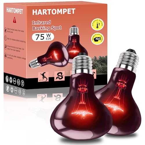 75W Infrared Basking Spot Light Bulbs – Ideal for Reptiles & Amphibians, Like Bearded Dragons, Snakes & Turtles; Red Heat Lamp for Brooders, Terrariums & Turtle Tanks | 2 Pack