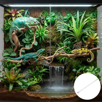 2-Pack 11.9 in Lamp Tube, T5 8W UVB 5.0, 5% UVB and 30% UVA Output, Fluorescent UVB Bulb, Basking Light for Bearded Dragon Species and Rainforest Species