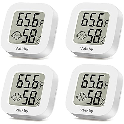 Vaikby Indoor Thermometer 4Pack, Humidity Gauge Meter Digital Hygrometer Room Thermometer for Home, Hight Accurate Temperature and Humidity Monitor for Greenhouse, Reptile, Humidors, Cellar, Office - size: ℉