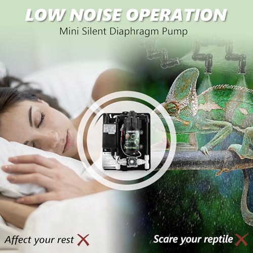 LANUEVA Reptile Humidifier, Quieter Mister Fogger for Terrarium with 4 Single Misting Nozzle + 2 Double Misting Nozzle, Reptile Mister Spray System for Reptile, Chameleon, Lizard, Snake, Frog