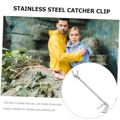 Alasum 1pc Folding Stainless Steel Snake Catcher Clamp Lock Practical Reptile Grabber Tool for Safe and Capture Gardens and Zoos