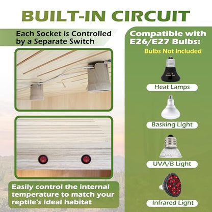 Royxen Reptile Enclosure,36 Gallons Reptile Tank with Wooden Top and Lockable Design,Tempered Glass Bearded Dragon Tank for Lizard Gecko Habitat (Oak,32" Length) - color: Oak, size: 36 Gallons,32" Length