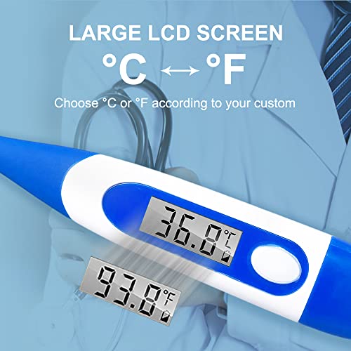 Berrcom Digital Thermometer for Adults, Oral and Underarm Thermometer for Baby and Kids Medical Thermometer with Fever Alarm Rectal Thermometer with Soft Tips - size: DT-008