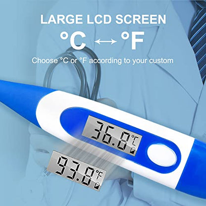 Berrcom Digital Thermometer for Adults, Oral and Underarm Thermometer for Baby and Kids Medical Thermometer with Fever Alarm Rectal Thermometer with Soft Tips - size: DT-008