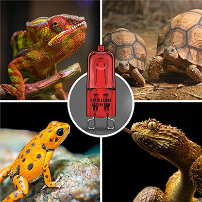 Briignite G9 Infrared Heat Lamp Bulbs for Reptile, Mini Reptile Light, Dimmable Night Red UVA Reptile Heat Lamp, 2 Pin Base Mini Heat Bulbs 50W, Bearded Dragon Turtle Lizard, 2Pack - color: Red, size: G9 Heat Bulb