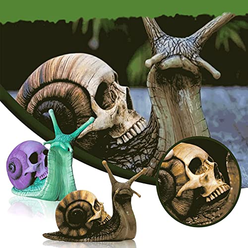 Halloween Skull Snail Resin Sculpture Gothic Home Decor Outdoor Garden Yard Decoration (1)