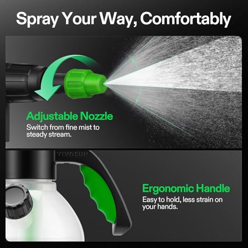 VIVOSUN 50oz Pump Sprayer, Portable Water Spray Bottle for Spraying Plants, Flowers, Weeds and Cleaning, Hand Pump with Side Filling Port, Measuring Cup, Adjustable Nozzles - size: 50oz