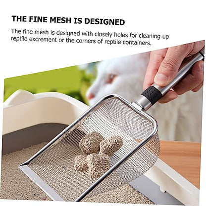 BESPORTBLE Metal Cat Litter Scoop Reptile Litter Shovel Comfortable Handle Deep Sifting Design for Easy Waste Cleanup Terrariums