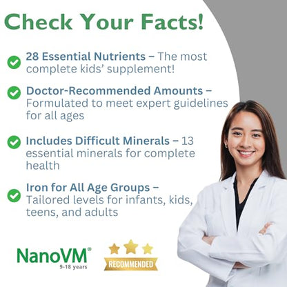9-18 Years, Allergen-Free Kids Multivitamin, Unflavored Powdered Vitamins, Multivitamin Powder with 13 Vitamins & 13 Minerals, Low-Carbohydrate Vitamin Supplements, 275g - Solace Nutrition - style: 9-18