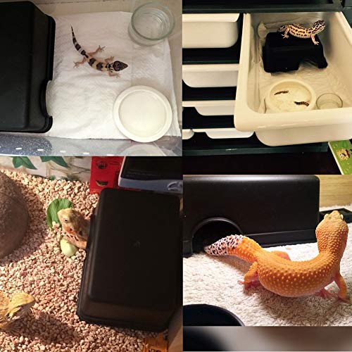 Reptile Hideout Box Small Animal Hide Cave for Snakes Lizards Leopard Gecko Rodents Spiders (S & M) - size: S & M